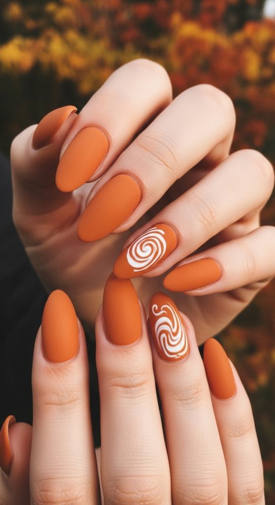 Matte Pumpkin Spice Nails