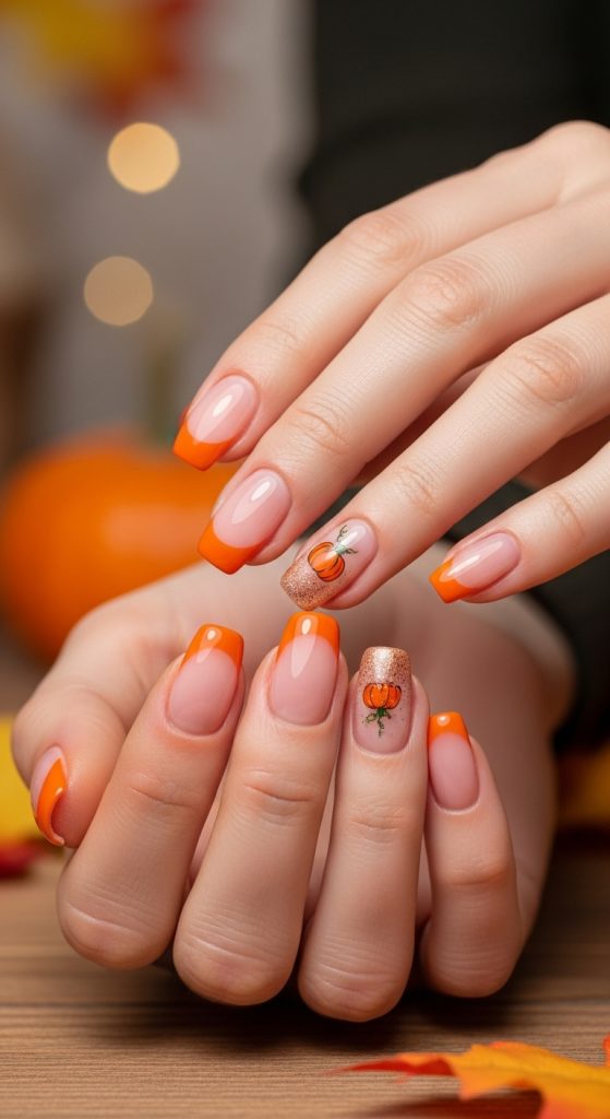 Pumpkin Spice French Tips