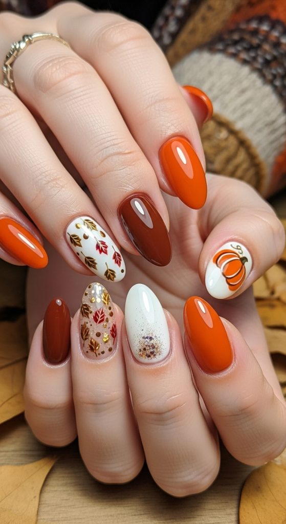 Pumpkin Spice Gel Nails