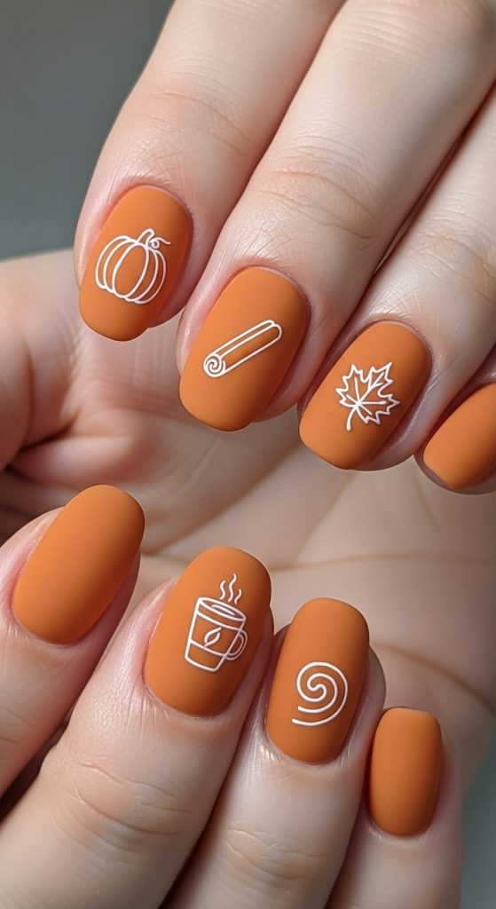 Pumpkin Spice Minimalist Nails