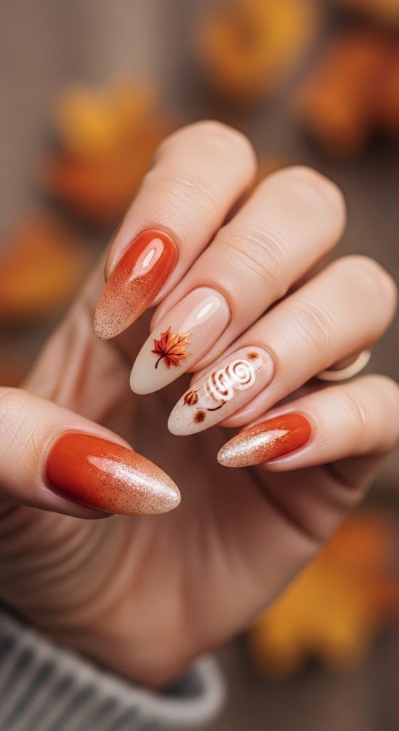 Pumpkin Spice Ombre Nails